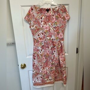 Talbots Pink and White Sheath Dress